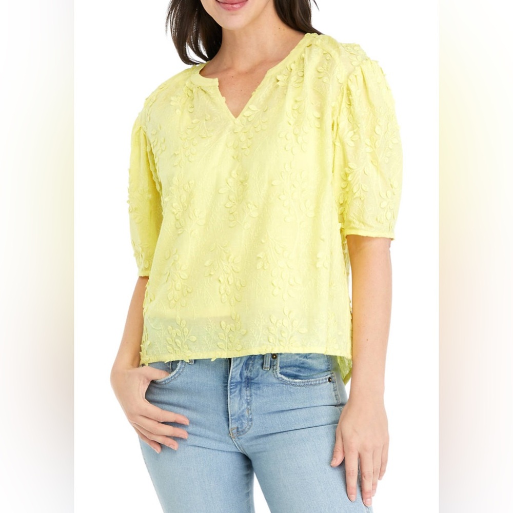 Cupio Yellow Puff Sleeve Blouse XL